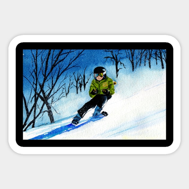 Snowy Downhill Skiing Watercolor Sticker by MMcBuck